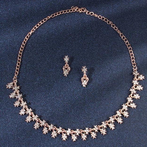 Rose Gold-Plated AD Studded Jewellery Set - Trendisia