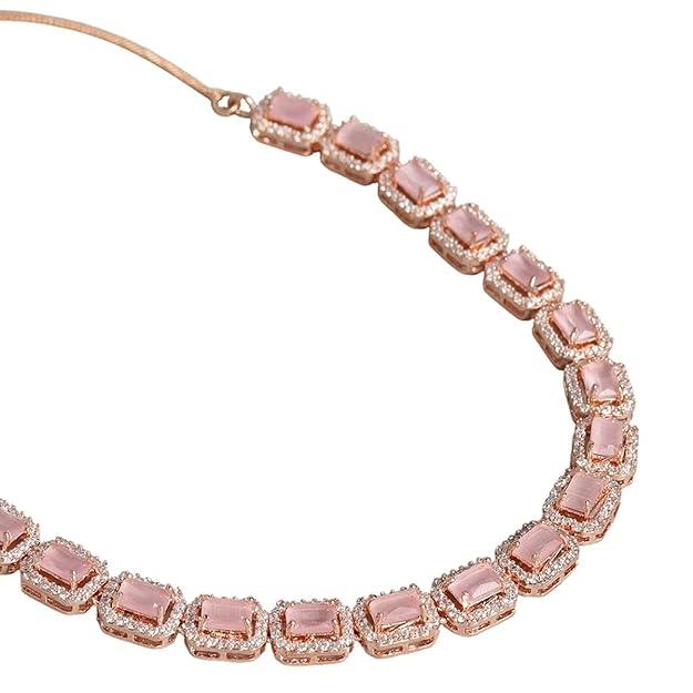 Rose Gold-Plated AD-Studded Jewellery Set - Trendisia