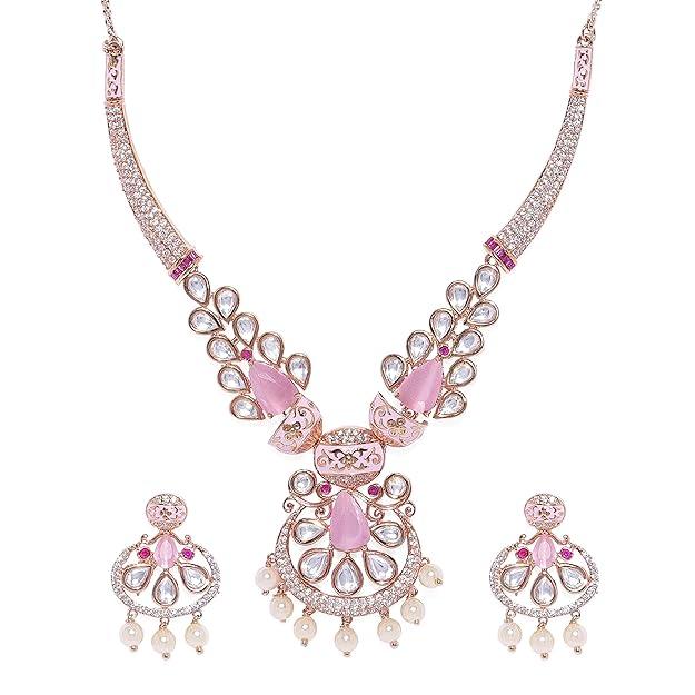 Rose Gold-Plated AD Jewellery Set - Trendisia