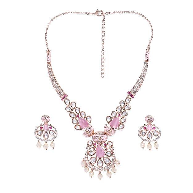 Rose Gold-Plated AD Jewellery Set - Trendisia