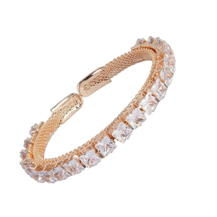 Rose Gold-Plated Bracelet with Square-Cut Stones - Trendisia