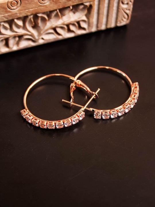 stylish fancy Rose Gold-Plated Hoop Earrings - Trendisia