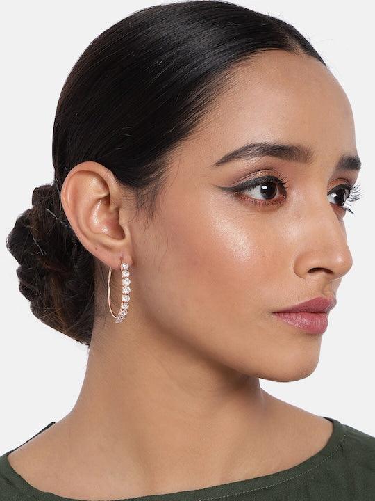 stylish fancy Rose Gold-Plated Hoop Earrings - Trendisia