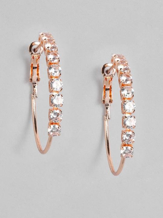 stylish fancy Rose Gold-Plated Hoop Earrings - Trendisia