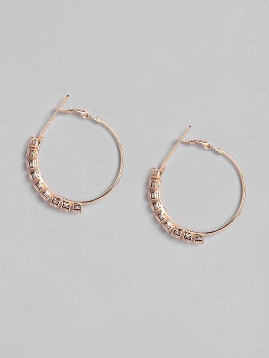 stylish fancy Rose Gold-Plated Hoop Earrings - Trendisia