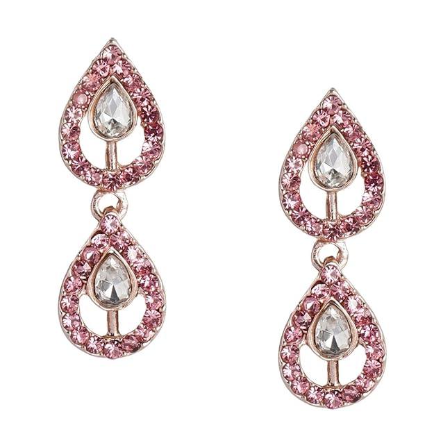 Rose Gold-Plated Pink AD-Studded Jewellery Set - Trendisia