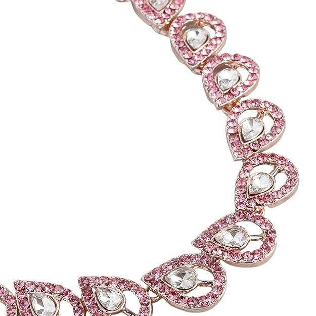 Rose Gold-Plated Pink AD-Studded Jewellery Set - Trendisia