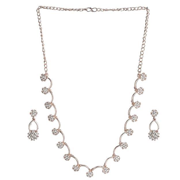 Rose Gold-Plated White AD-Studded Jewellery Set - Trendisia