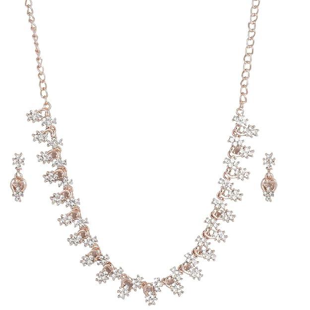 Rose Gold-Plated AD Studded Jewellery Set - Trendisia