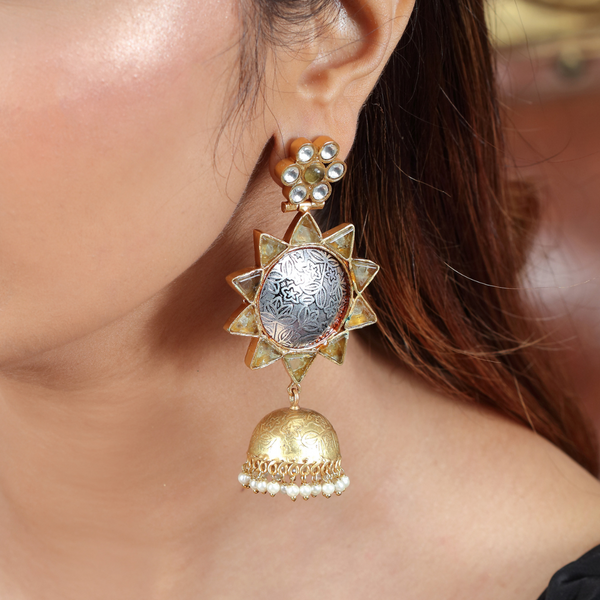 Trendisia Dual Tone German Silver Sunshine Dangle Earring