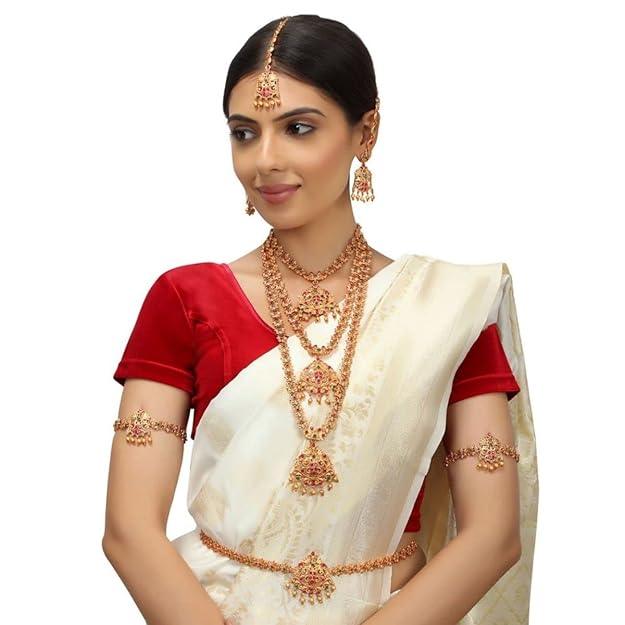 Set Of 18 Gold -Plated Studded Jewellery Set - Trendisia