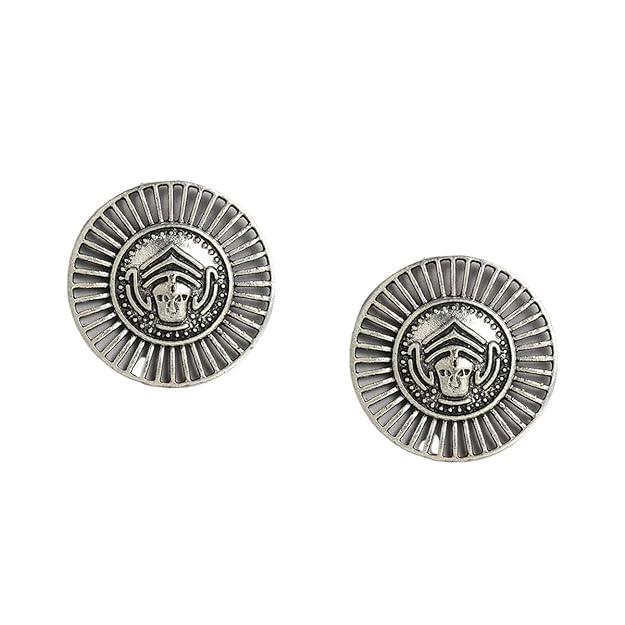 Set Of 2 Silver Plated Oxidised Classic Drop Earrings - Trendisia
