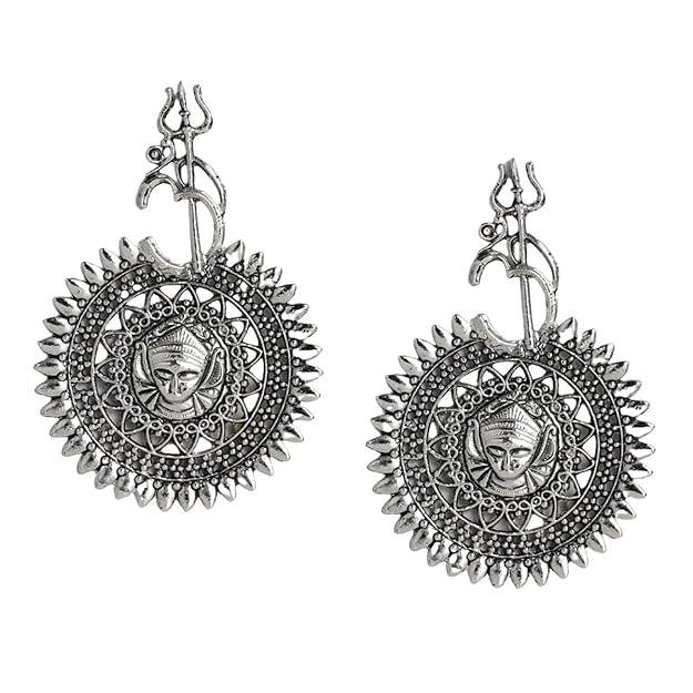 Set Of 2 Silver Plated Oxidised Classic Drop Earrings - Trendisia