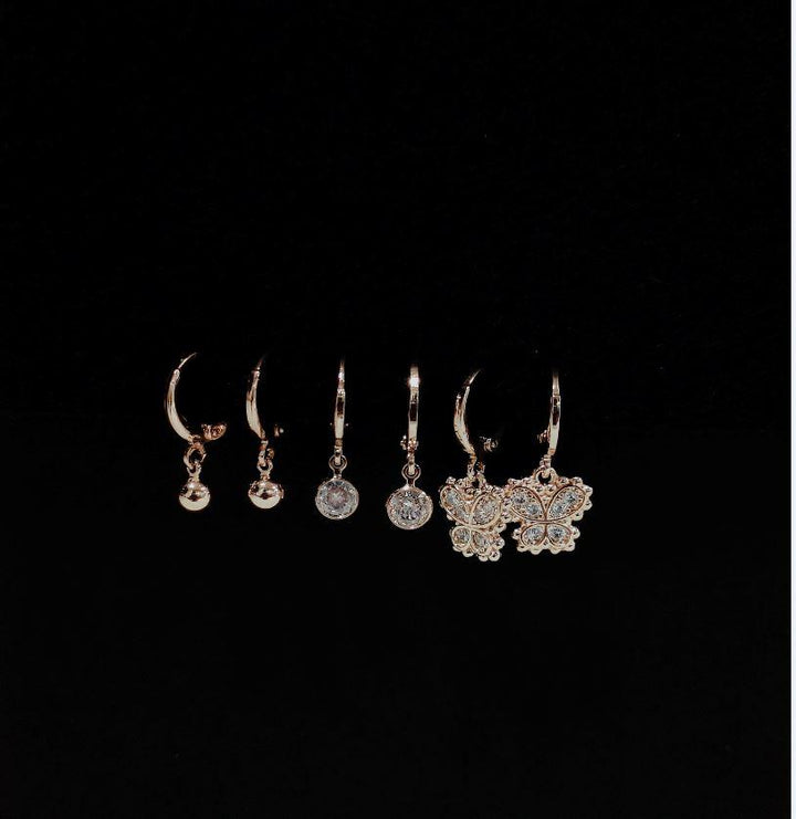 Set Of 3 Gold /Silver /Rosegold Plated CZ Fashion Hoops Earring- HER 3101 - Trendisia