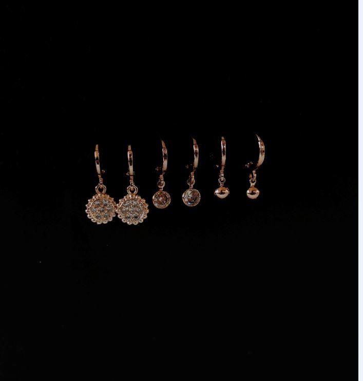 Set Of 3 Gold /Silver /Rosegold Plated CZ Fashion Hoops Earring- HER 3102 - Trendisia