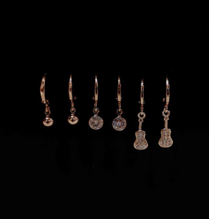 Set Of 3 Gold /Silver /Rosegold Plated CZ Fashion Hoops Earring- HER 3105 - Trendisia