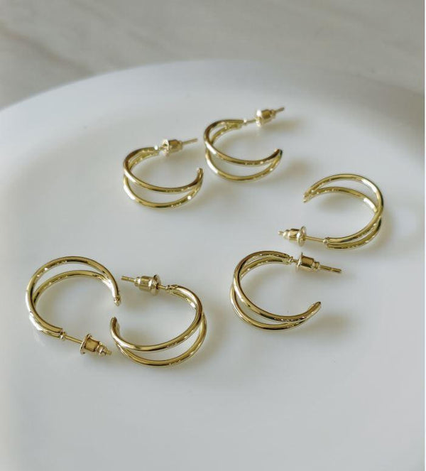Set Of 3 Gold /Silver /Rosegold Plated CZ Fashion Hoops Earring- HER 3110 - Trendisia