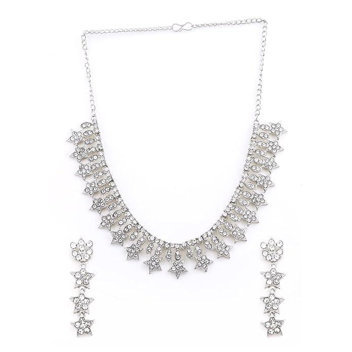 Women Silver-Plated AD-Studded Jewellery Set - Trendisia