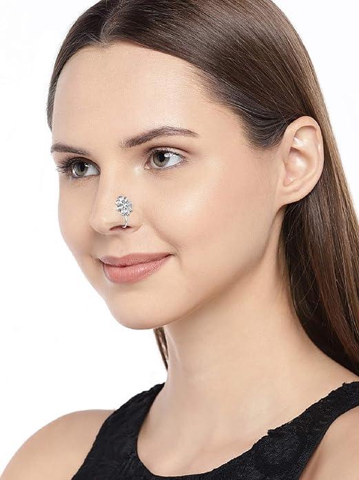 Silver Ad Nose Pin, Clip On - Trendisia