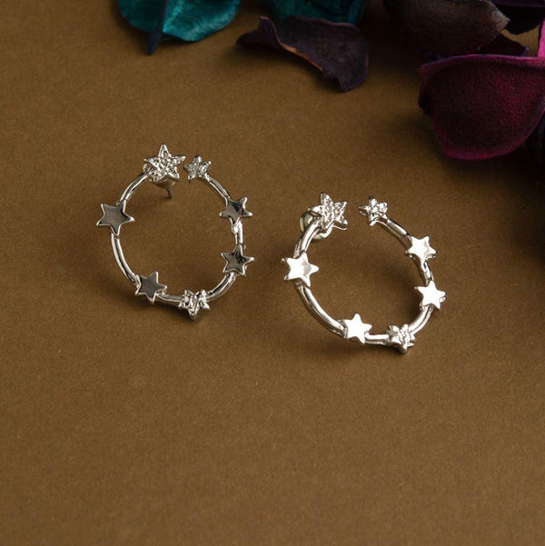 Silver / Gold Plated Circular Star Design Art Drop Earring-WER 1427 - Trendisia