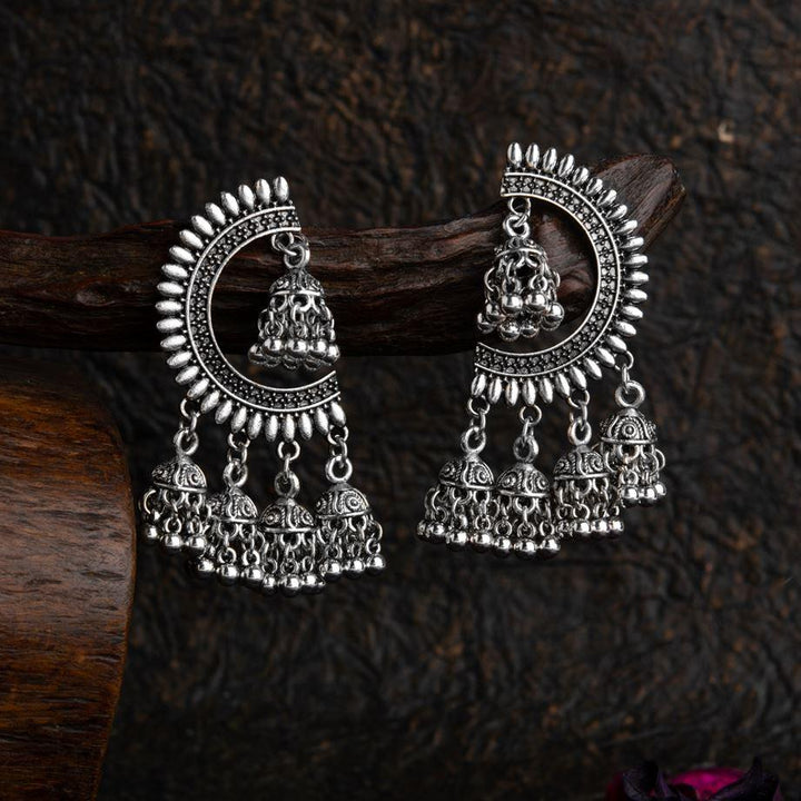 Silver / Gold Plated Design Artwork With Five Jhumki Fashion Antique Oxidised Earring- AER 1712 - Trendisia