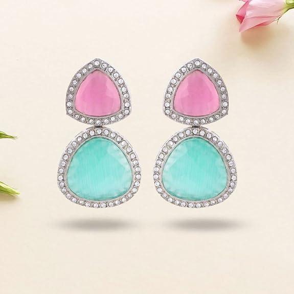 Silver Plated AD Dangle Earrings - Trendisia