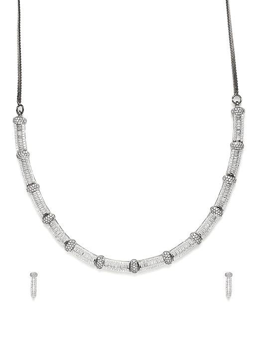 Silver-Plated AD Studded Jewellery Set - Trendisia