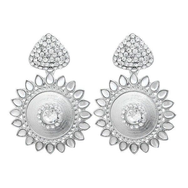 silver plated chaandbali dangle earrings for women - Trendisia