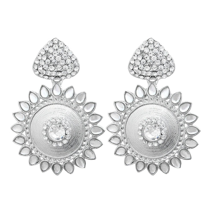 silver plated chaandbali dangle earrings for women - Trendisia