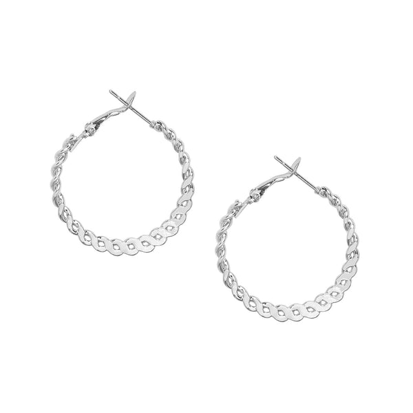 Silver-Plated Circular Hoop Earrings - Trendisia