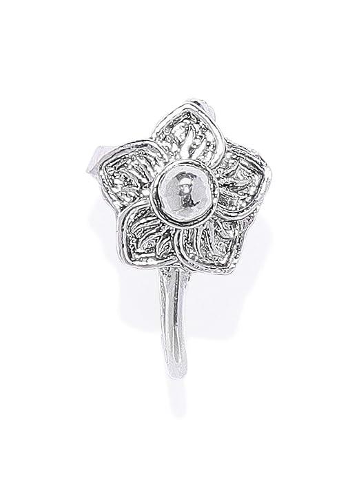 Silver Plated Floral Shape Nose Pin - Trendisia