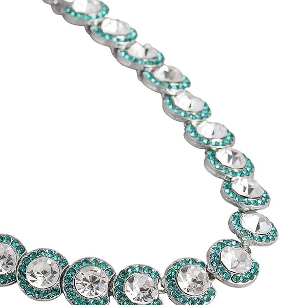 Silver-Plated Green AD-Studded Jewellery Set - Trendisia