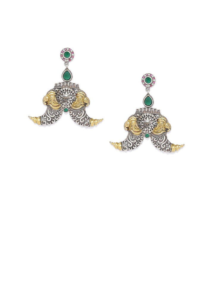 Silver-Plated Green Classic Drop Earrings - Trendisia