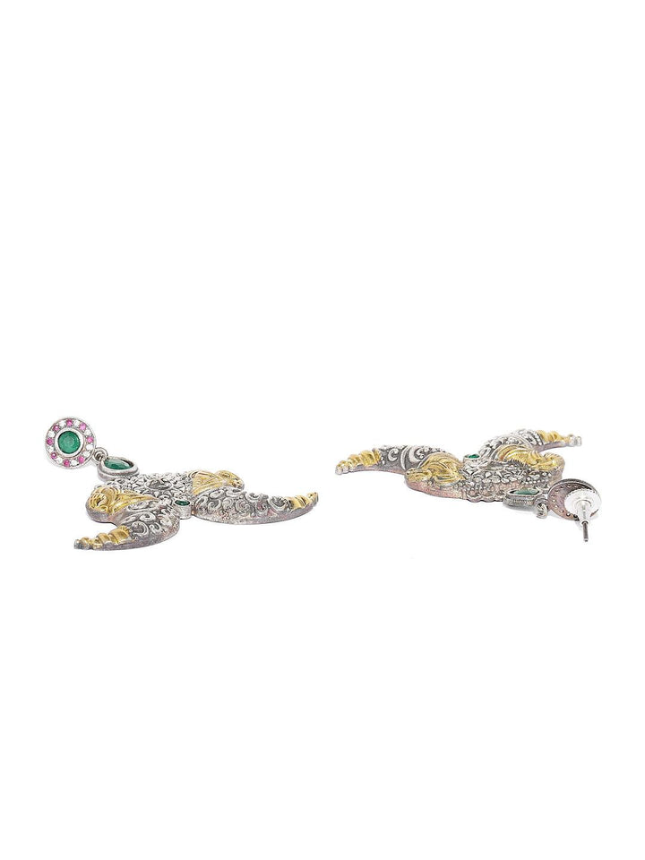 Silver-Plated Green Classic Drop Earrings - Trendisia