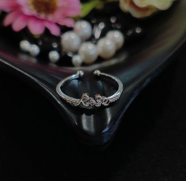 Silver Plated LOVE Written Cubic Zicronia Adjustable Finger Ring.- ADJSTBLFR 4690 - Trendisia