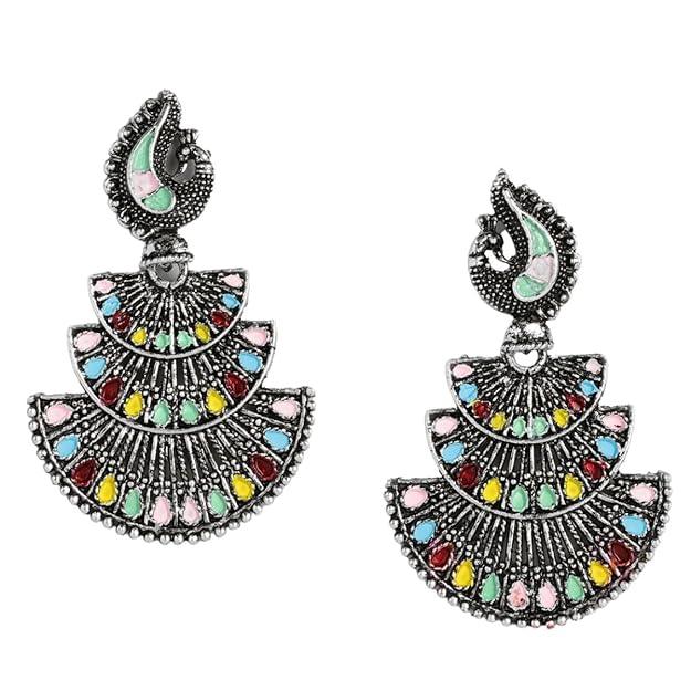 Silver-Plated Peacock Shaped Earrings - Trendisia