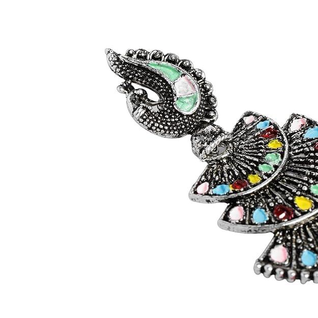 Silver-Plated Peacock Shaped Earrings - Trendisia