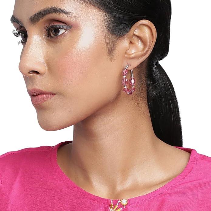 Silver plated Pink Hoops - Trendisia
