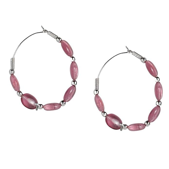 Silver plated Pink Hoops - Trendisia