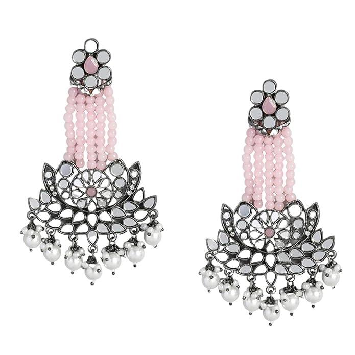 Silver-Plated Pink Mirror Classic Drop Earrings - Trendisia