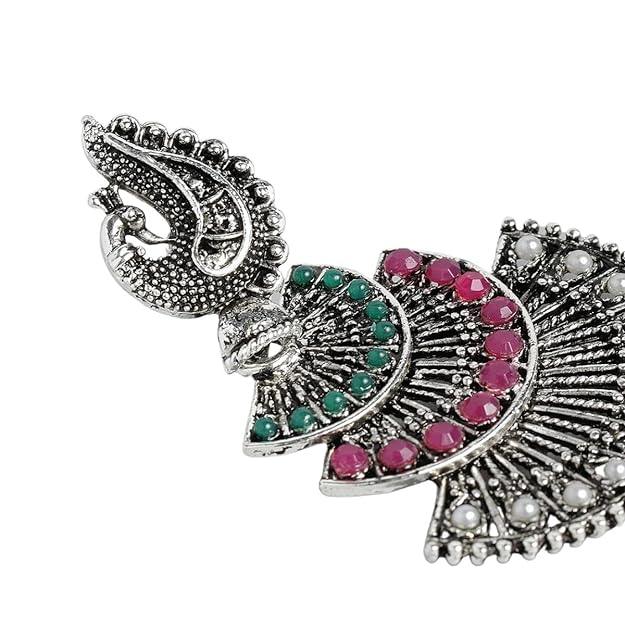 Silver-Plated Studded Filigree Earrings - Trendisia