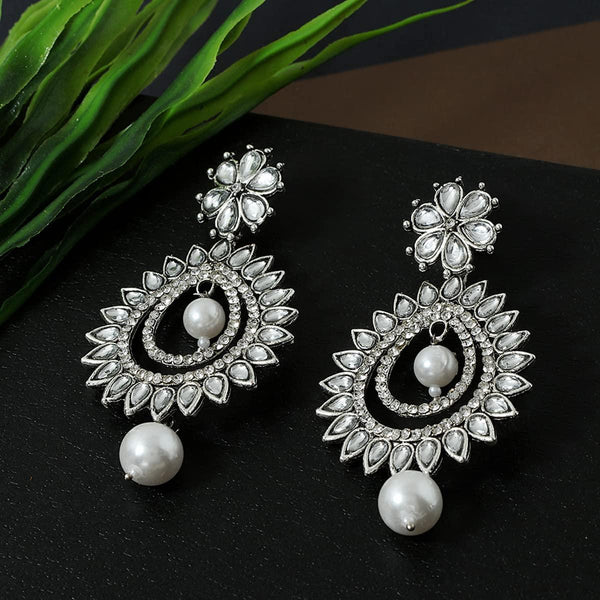 Silver-Plated Teardrop Shaped Drop Earrings - Trendisia