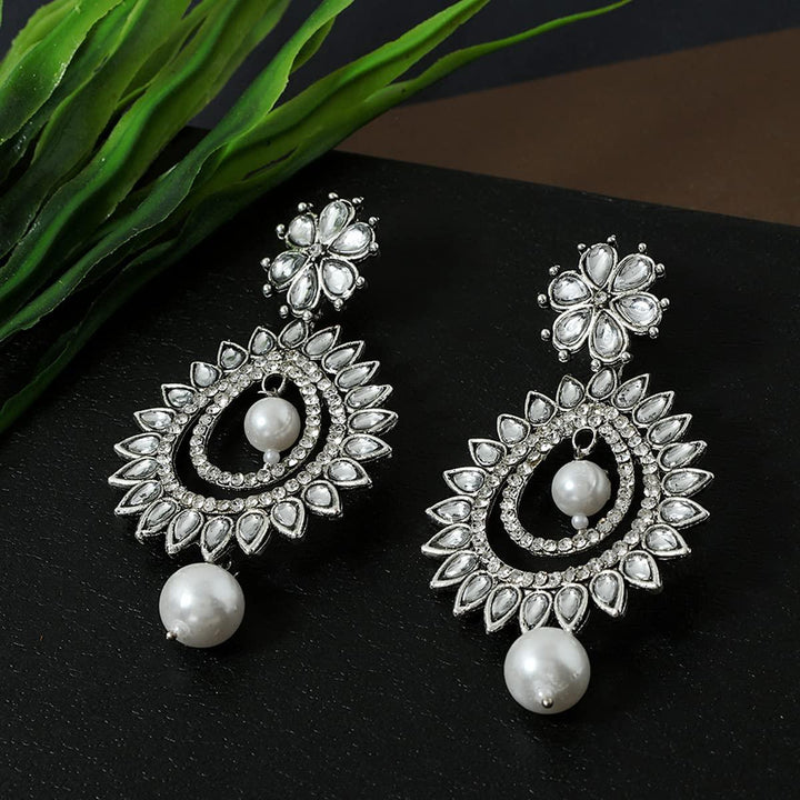 Silver-Plated Teardrop Shaped Drop Earrings - Trendisia