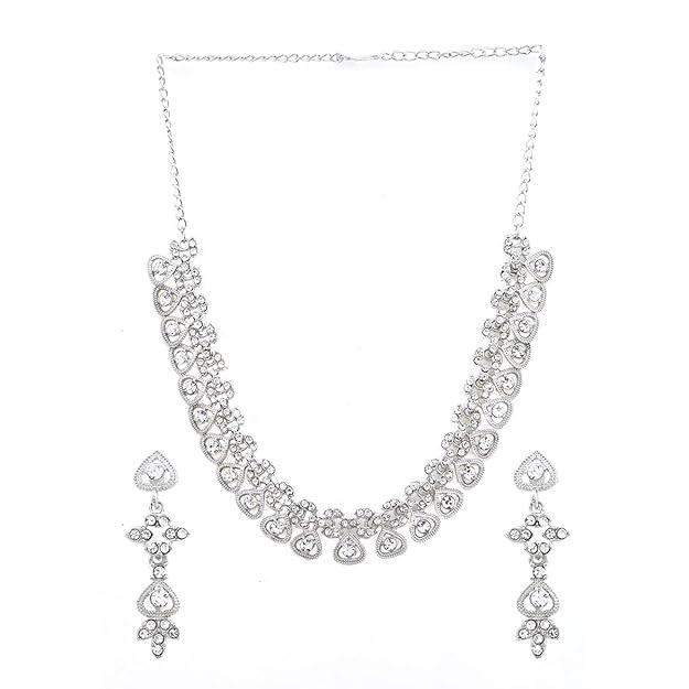 Silver-Plated White Stone Jewellery Set - Trendisia