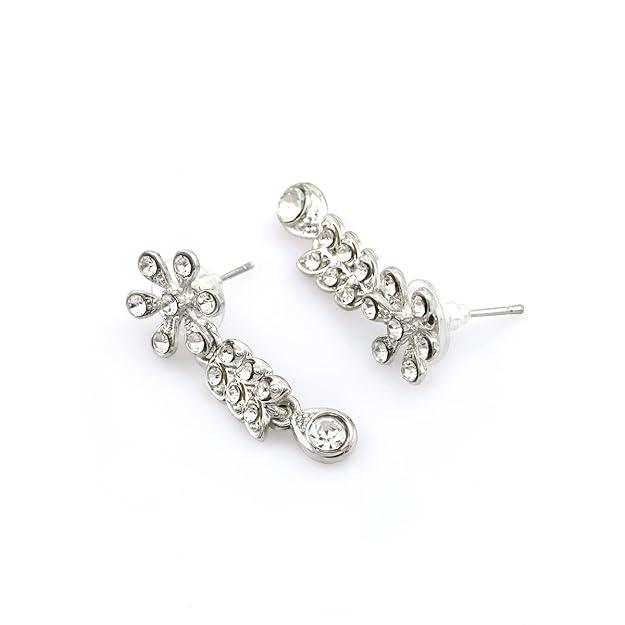 Silver-Plated White Studded Jewellery Set - Trendisia