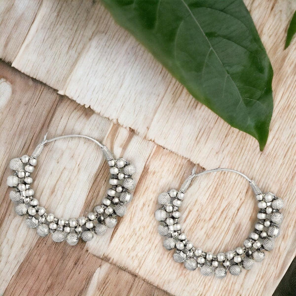 Silver-Toned Circular Hoop Earrings - Trendisia