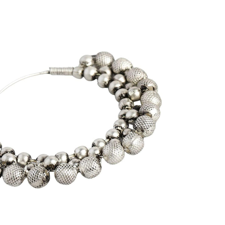 Silver-Toned Circular Hoop Earrings - Trendisia