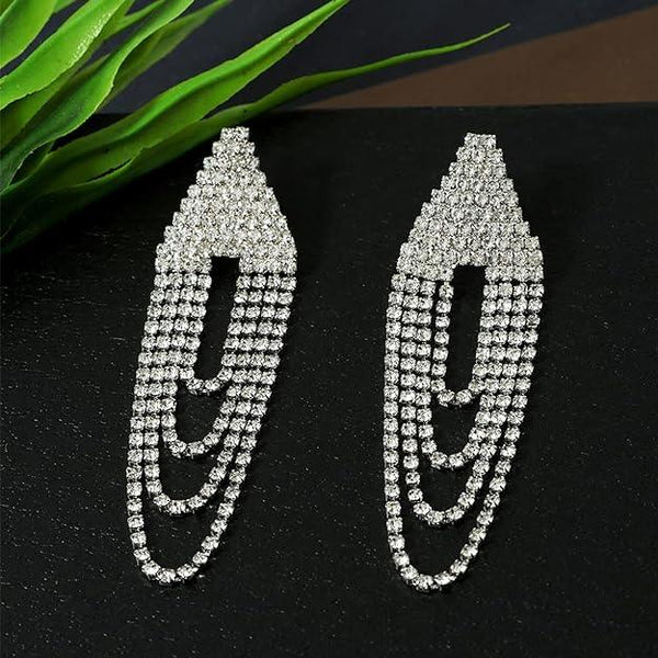 Silver-Toned Contemporary Drop Earrings - Trendisia