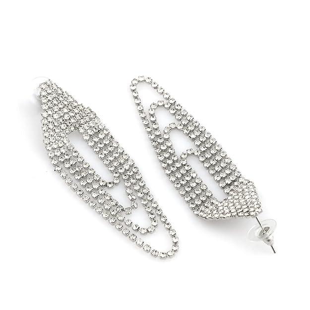 Silver-Toned Contemporary Drop Earrings - Trendisia