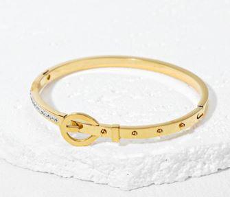 Stainless Steel Gold Plated Belt Shaped Kada- STKD 4892 - Trendisia